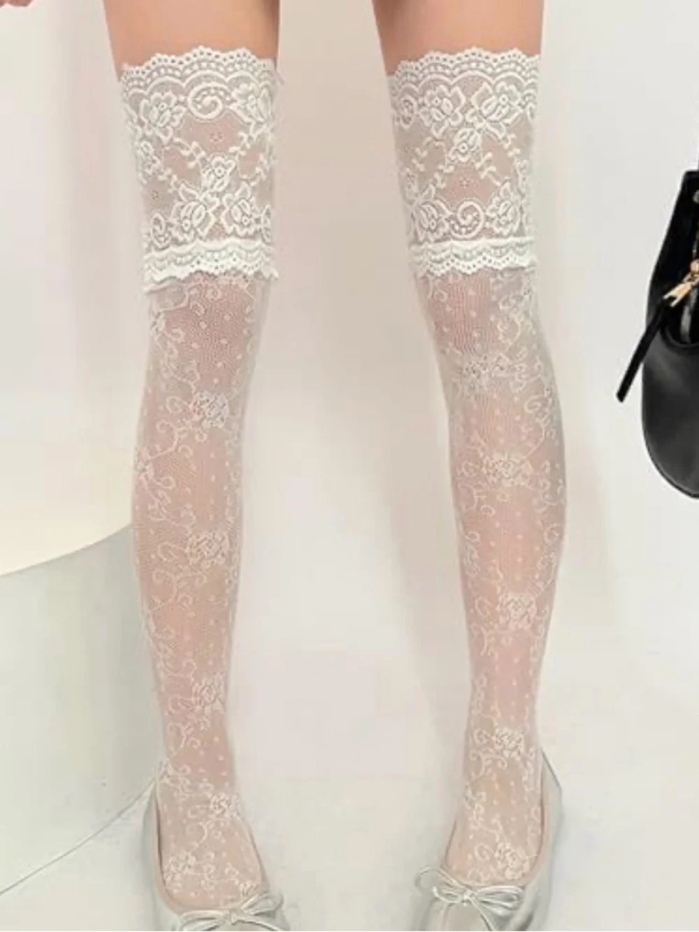 Lace Thigh-High Stockings - White